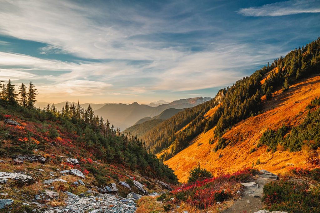 Serene mountain landscape at sunrise
